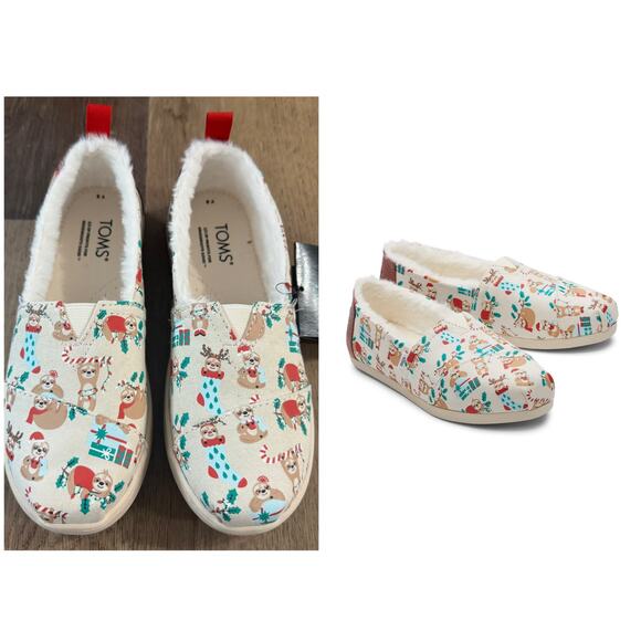 Toms Alpargata Glow In The Dark Sloth Faux Fur Lined Shoes - Picture 1 of 10